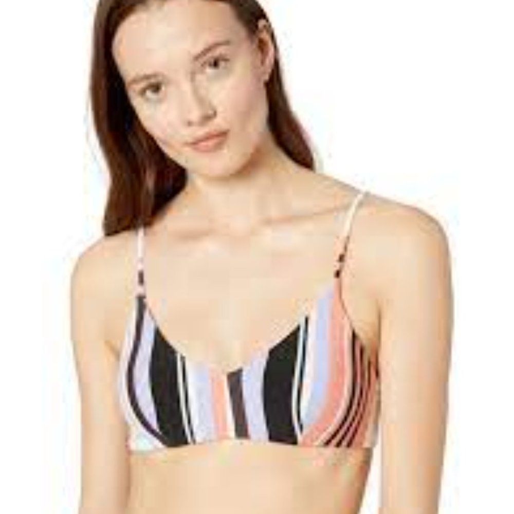 NWT!! Volcom Stripe Tease V-Neck Bikini Top Size XL - Picture 3 of 7